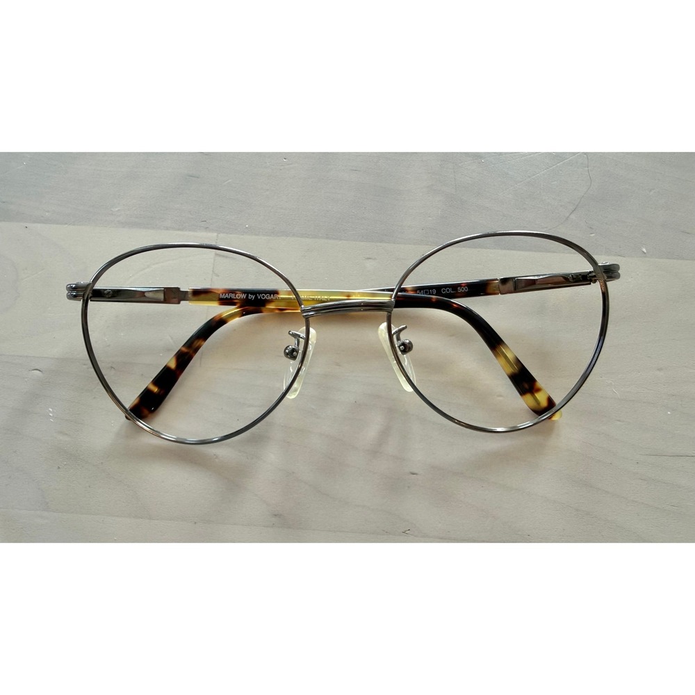 Marlow by Vogart 207 Eyeglasses Frames Gunmetal Tortoise Round‎ Italy 54-19-500
